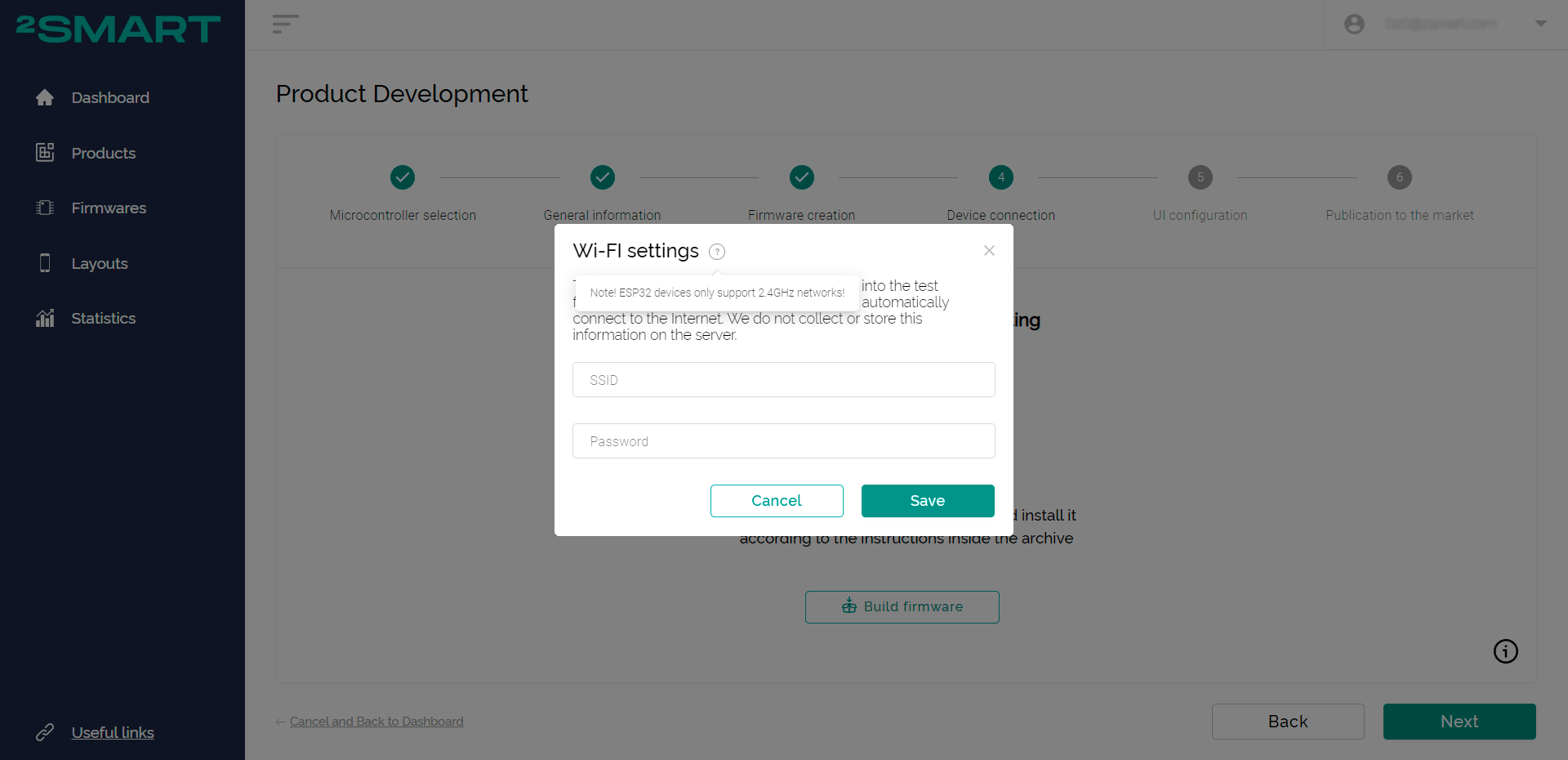 The window for adding Wi-Fi network settings