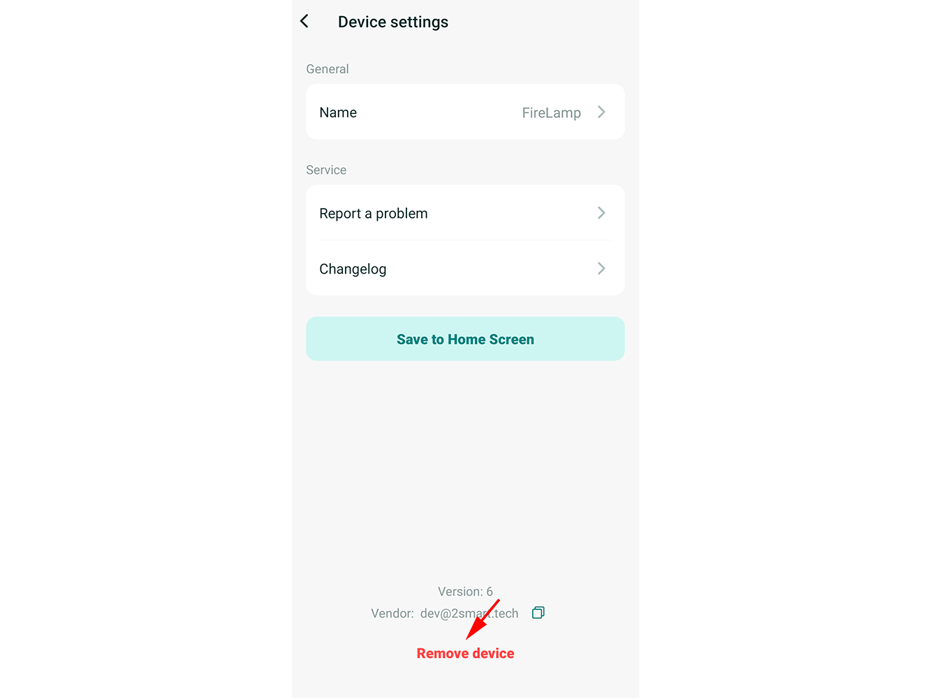 Removing a device from the mobile app
