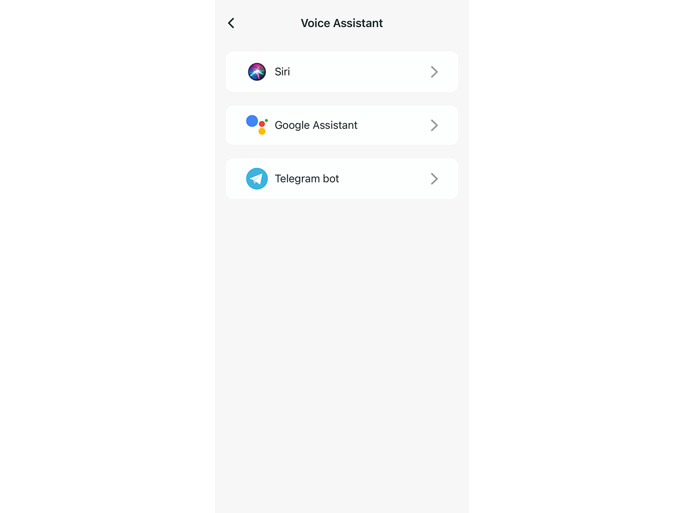 Voice assistant selection screen