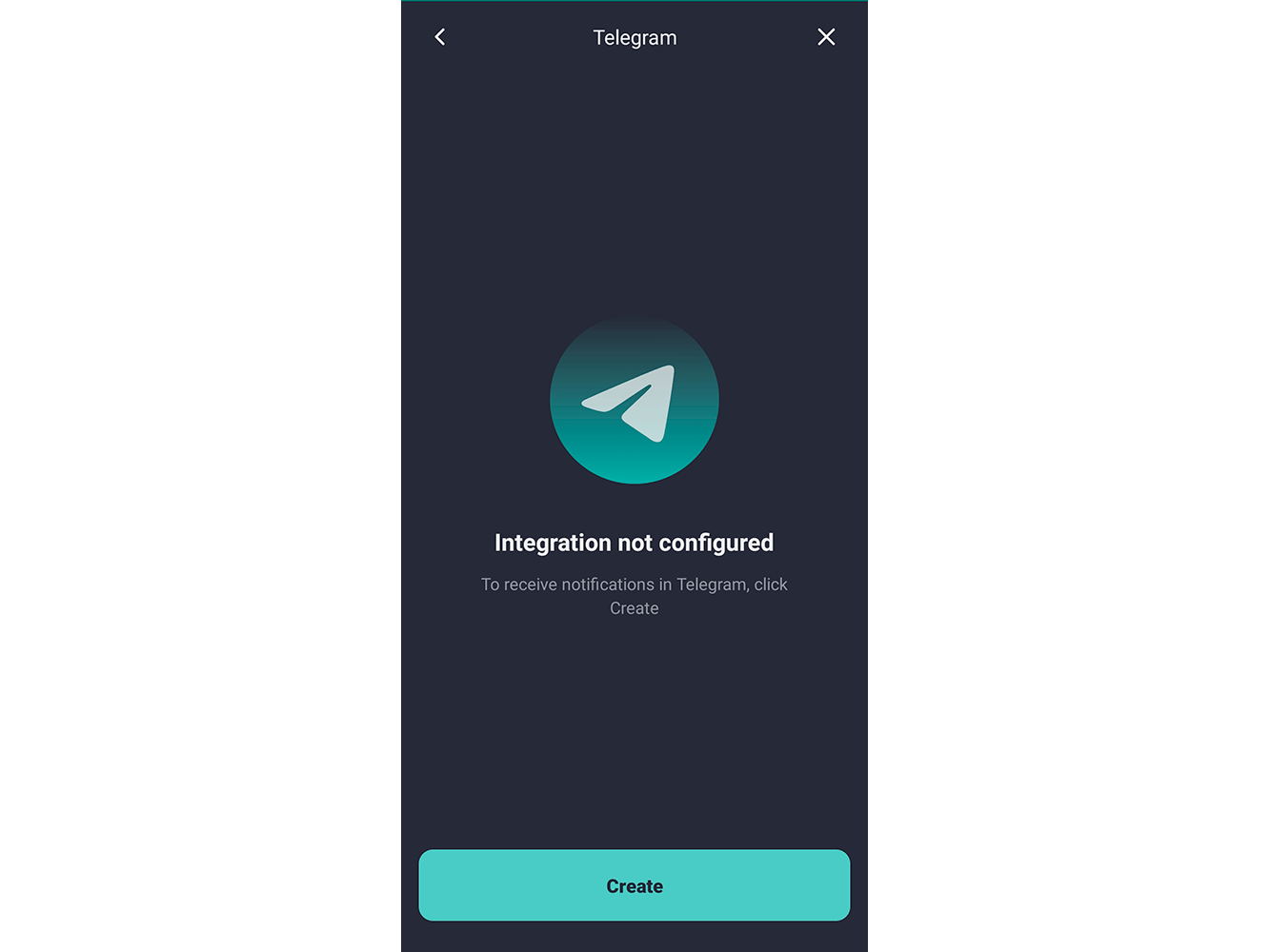 Telegram notifications screen of the 2Smart Cloud mobile app
