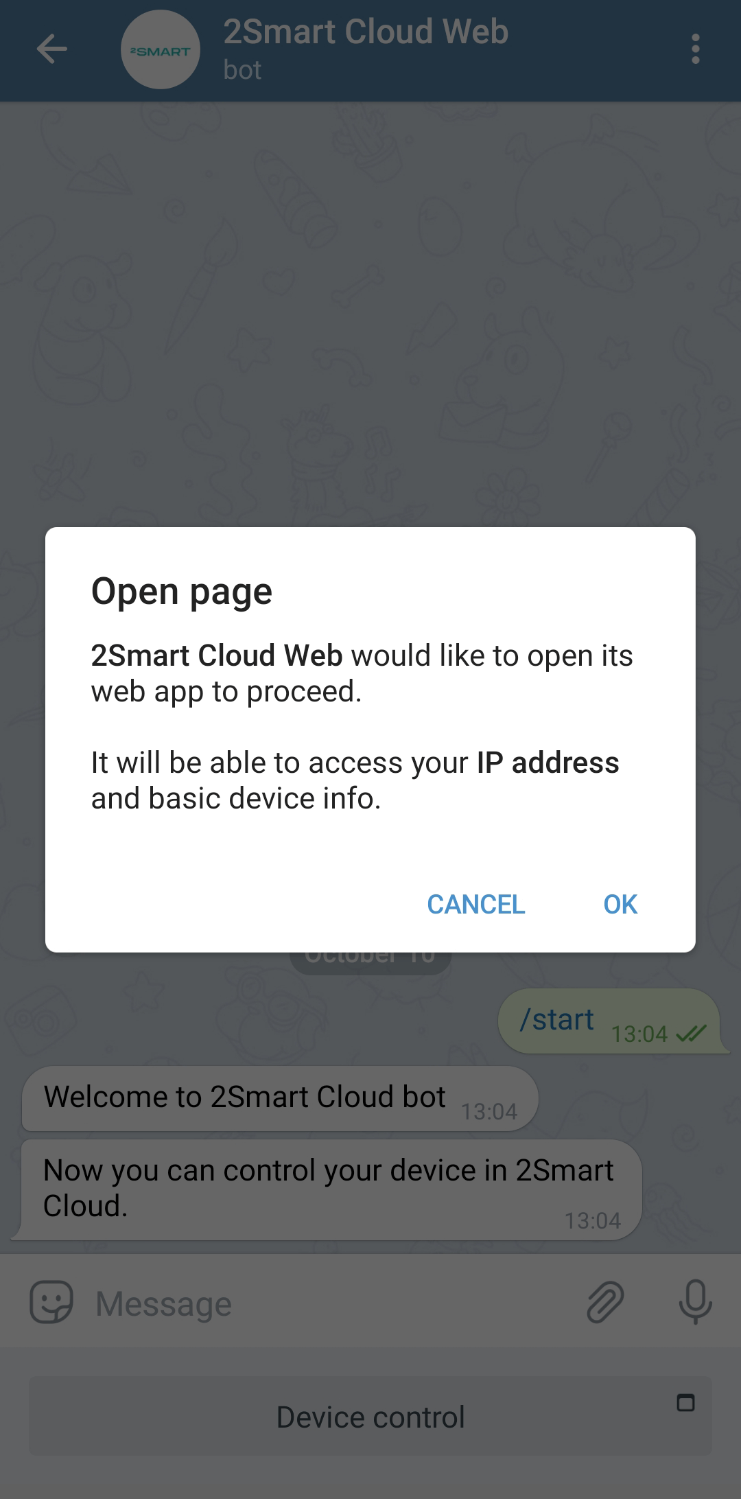 Telegram bot 2Smart Cloud with a web interface